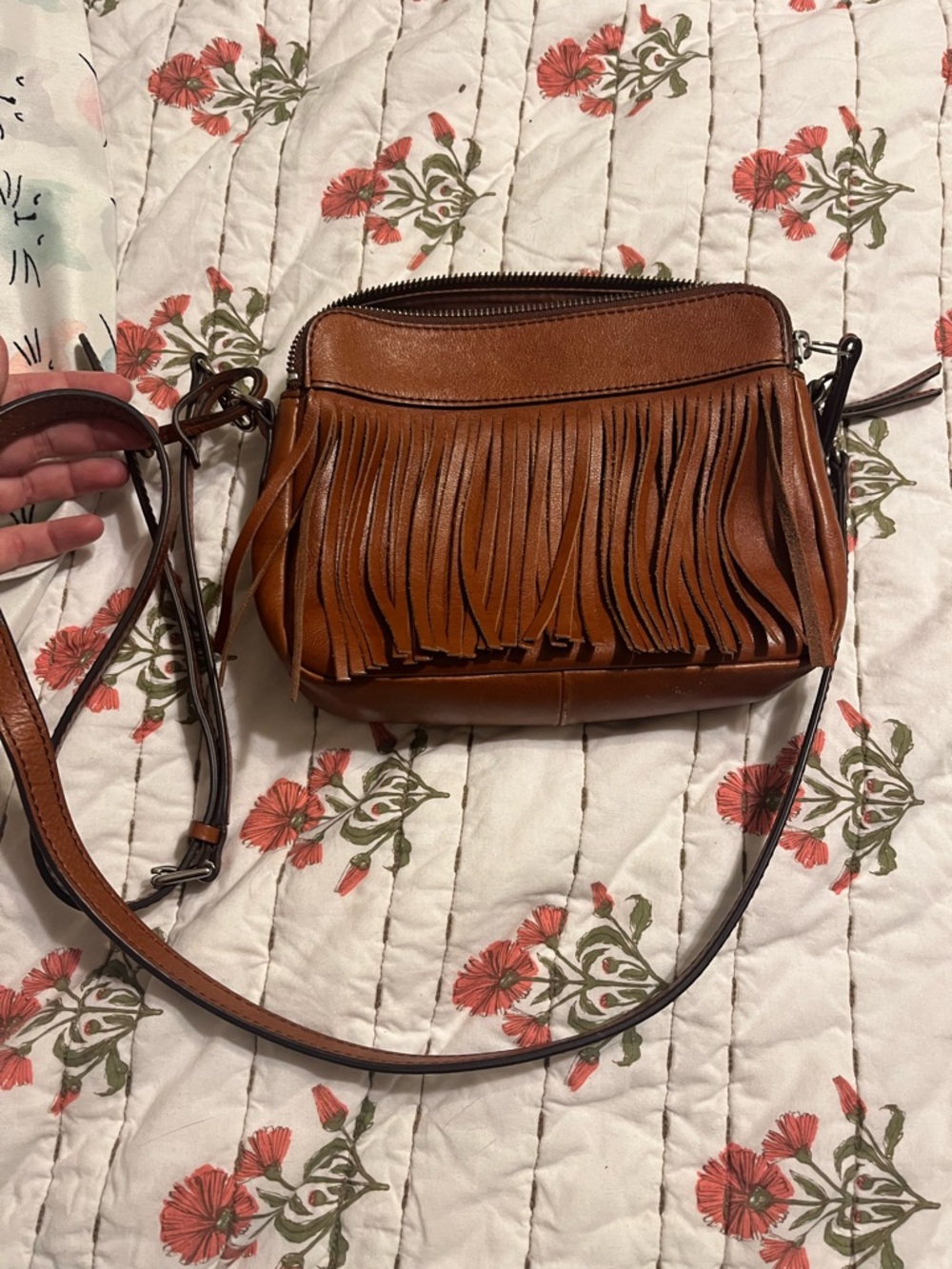 Fringe Crossbody Fossil Bag brown leather